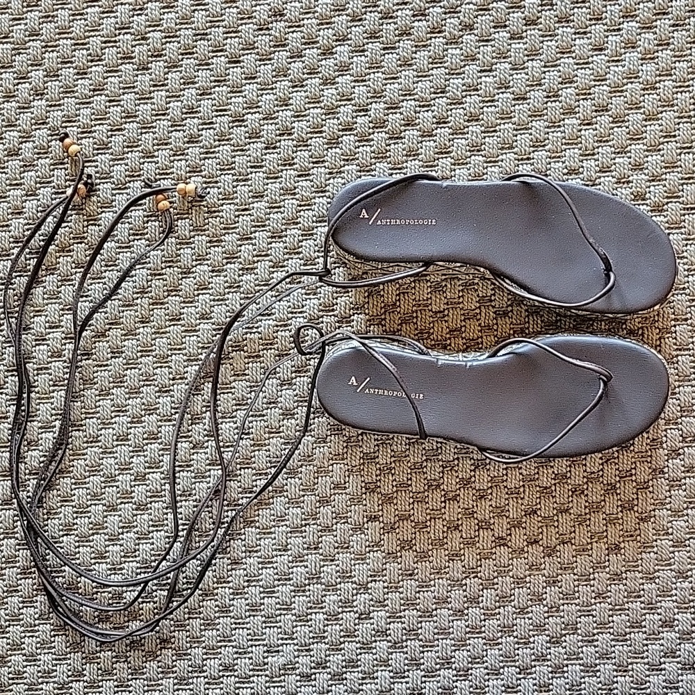 Platform woven lace-up sandals